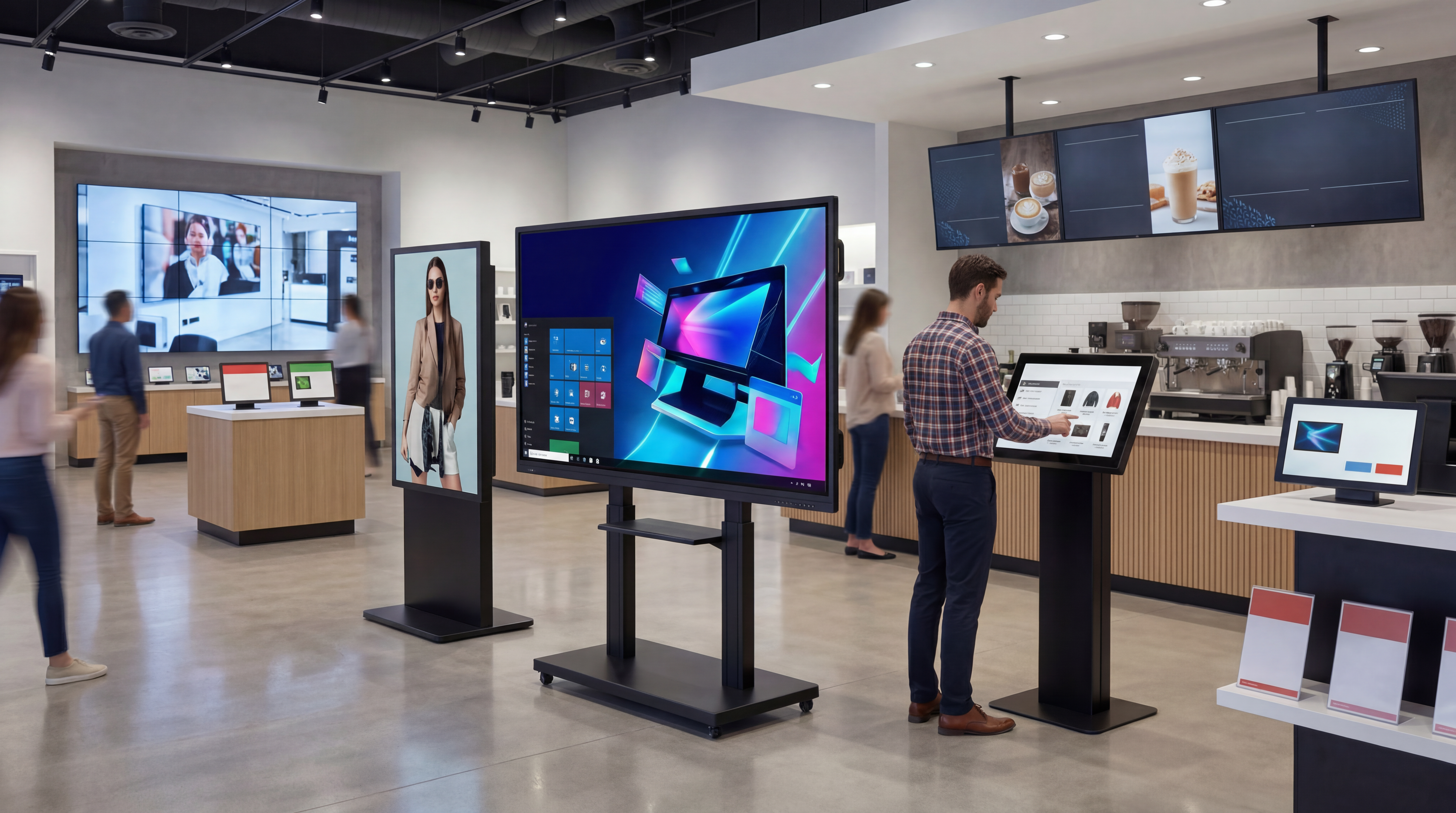 Soluções de Displays para Empresas — recepção corporativa
